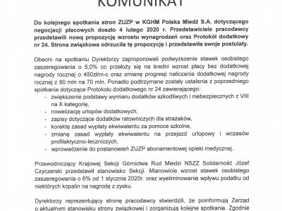 KGHM: kolejne spotkanie dotyczące negocjacji płacowych