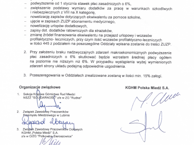 KGHM: porozumienie stron ZUZP dot. negocjacji płacowych
