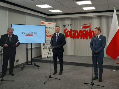 Podpisanie umowy programowej między NSZZ „Solidarność” a Prezydentem RP Andrzejem Dudą