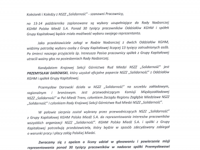 Apel Czyczerskiego i Szarka o głosowanie na Darowskiego
