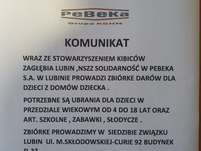 „Solidarność” w PeBeKa współorganizuje zbiórkę