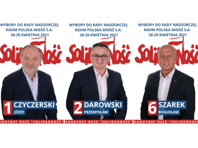 Trzech kandydatów NSZZ „Solidarność” na trzy miejsca w Radzie Nadzorczej
