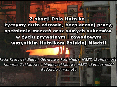 Życzenia dla Hutników Polskiej Miedzi