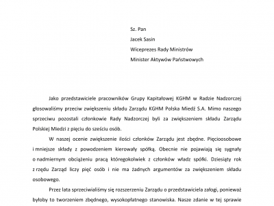 KSGRM NSZZ „Solidarność” przeciwna powołaniu wiceprezesa ds. korporacyjnych