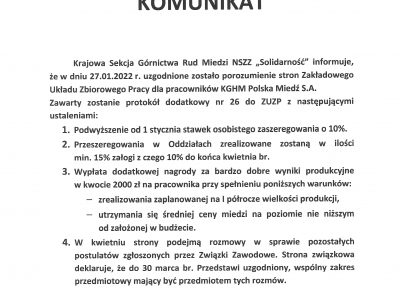 KGHM: porozumienie płacowe podpisane