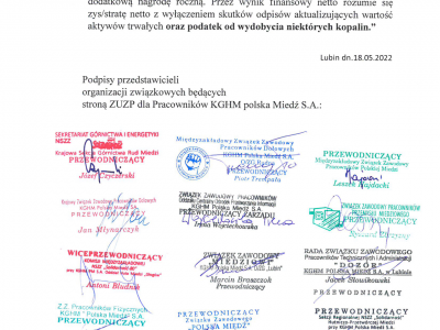 Wspólne stanowisko Związków Zawodowych w KGHM