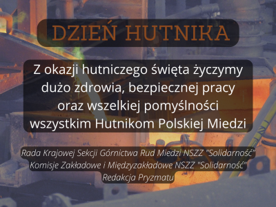 Życzenia z okazji Dnia Hutnika