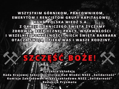Życzenia z okazji górniczego święta