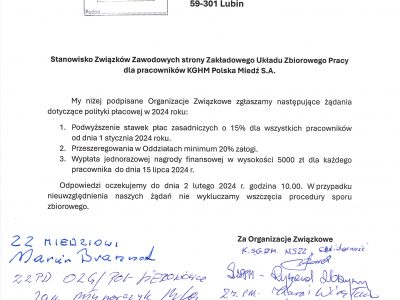 KGHM: informacja po spotkaniu stron ZUZP