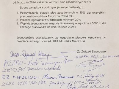 KGHM: komunikat po spotkaniu stron ZUZP
