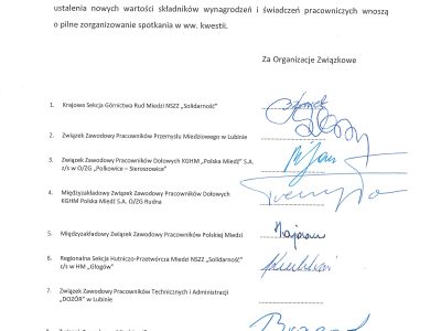 KGHM: wniosek o spotkanie stron ZUZP