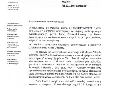 ZUS: Odpowiedź pracodawcy na pismo NSZZ „S” dot. uprawnień do emerytur